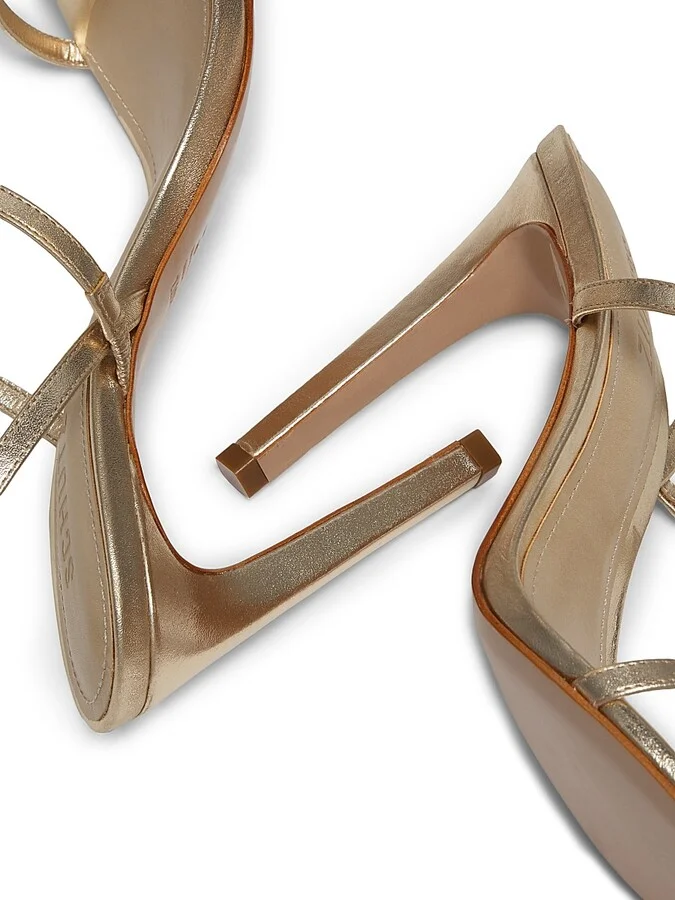 Women's Heloise 100MM Metallic Leather Sandals - Platina - Size 5 - Image 5