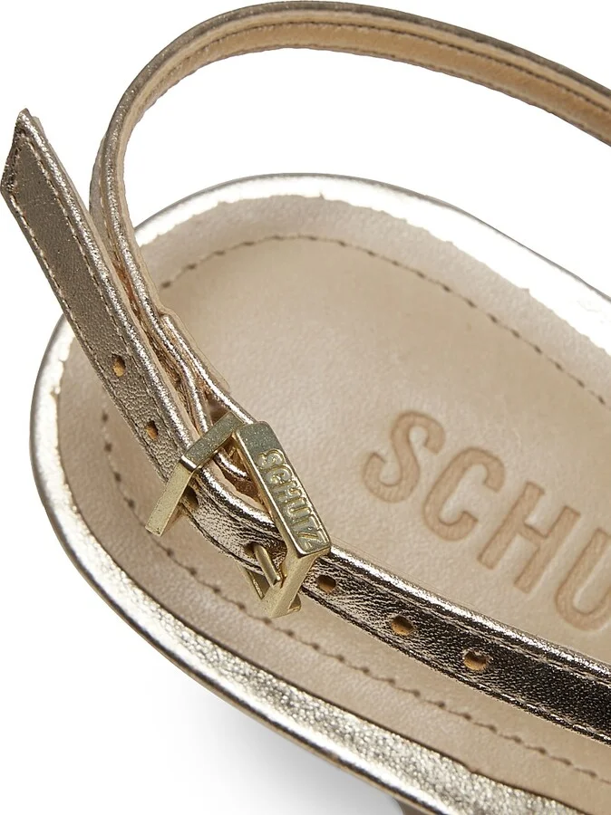 Women's Heloise 100MM Metallic Leather Sandals - Platina - Size 5 - Image 6