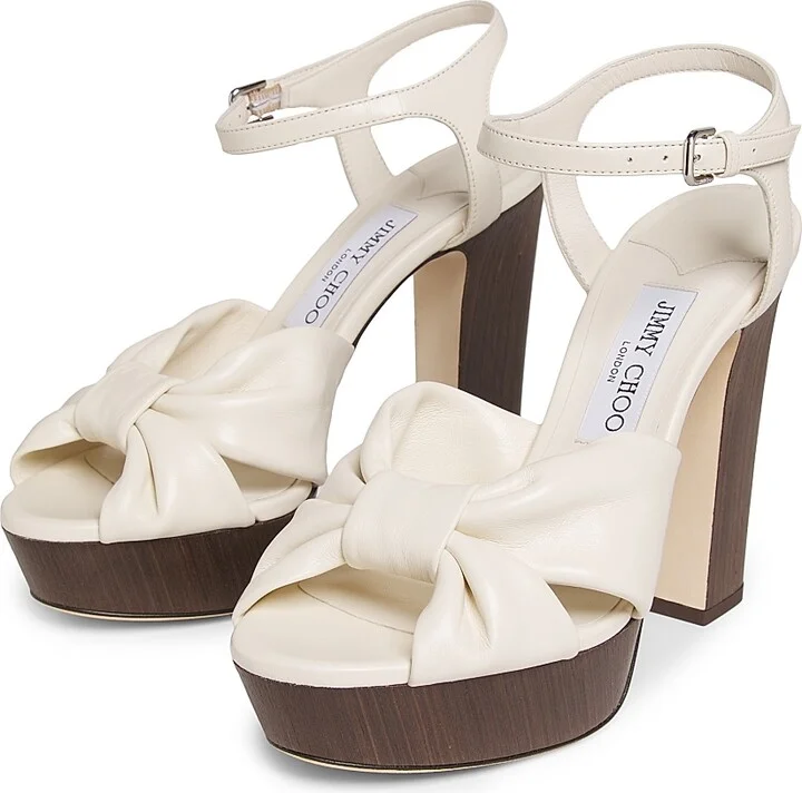 Women's Heloise 120MM Leather Platform Sandals - Latte - Size 5 - Image 2