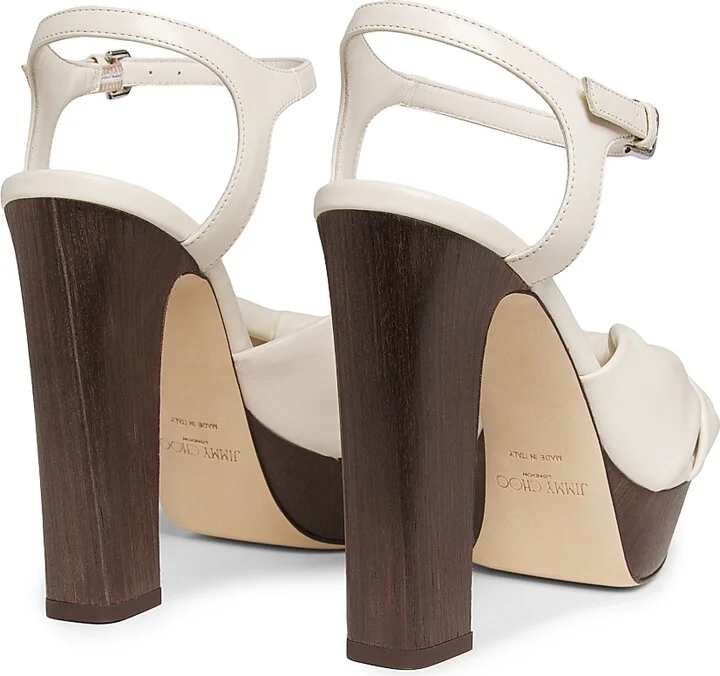 Women's Heloise 120MM Leather Platform Sandals - Latte - Size 5 - Image 3