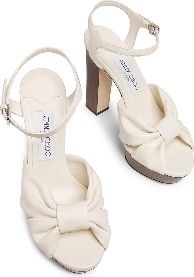 Women's Heloise 120MM Leather Platform Sandals - Latte - Size 5 - Image 4