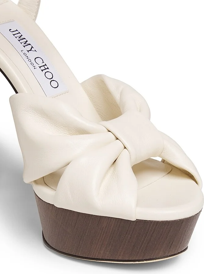 Women's Heloise 120MM Leather Platform Sandals - Latte - Size 5 - Image 6
