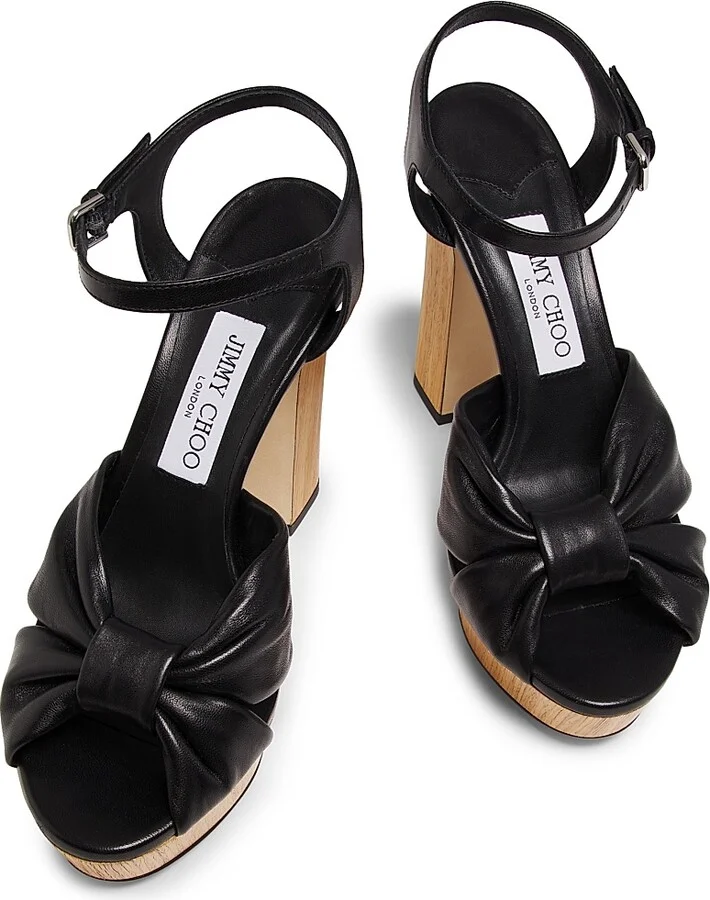 Women's Heloise 120MM Leather Platform Sandals - Latte - Size 5 - Image 9