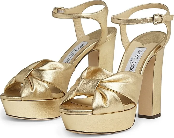 Women's Heloise 120MM Metallic Leather Platform Sandals - Silver - Size 5 - Image 7
