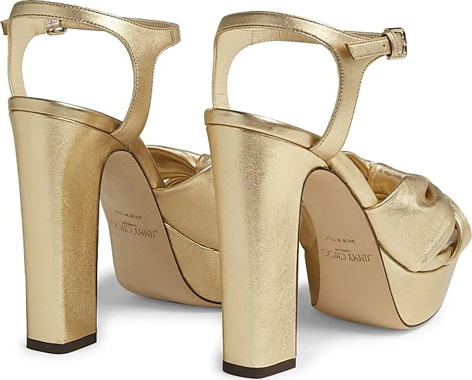 Women's Heloise 120MM Metallic Leather Platform Sandals - Silver - Size 5 - Image 8