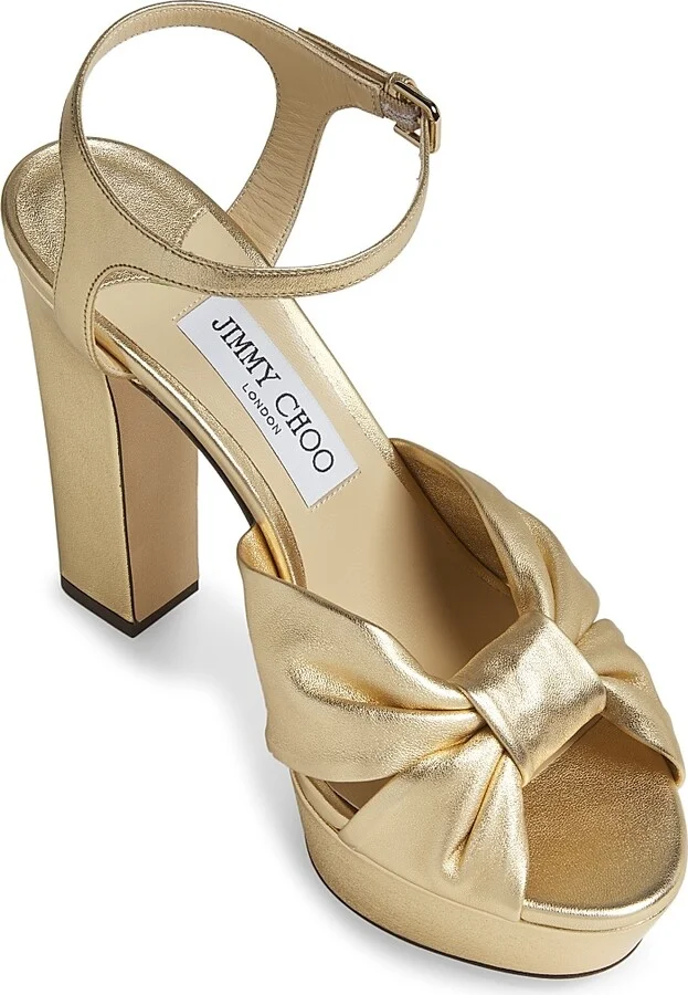 Women's Heloise 120MM Metallic Leather Platform Sandals - Silver - Size 5 - Image 9