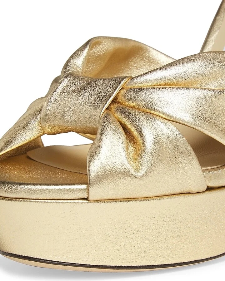 Women's Heloise 120MM Metallic Leather Platform Sandals - Silver - Size 5 - Image 10