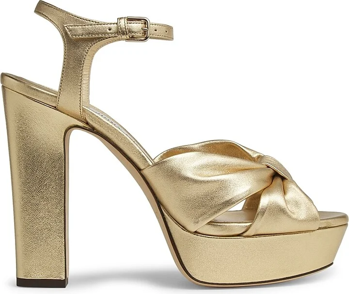 Women's Heloise 120MM Metallic Leather Platform Sandals - Silver - Size 5 - Image 11