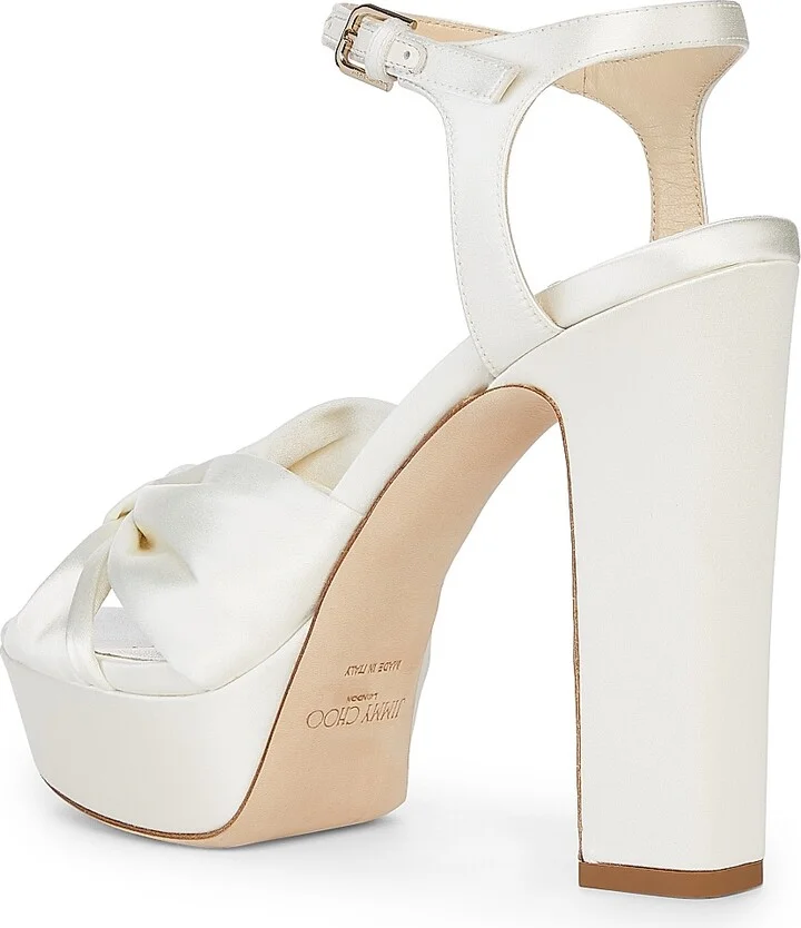 Women's Heloise 120MM Satin Platform Sandals - Ivory - Size 7.5 - Image 3