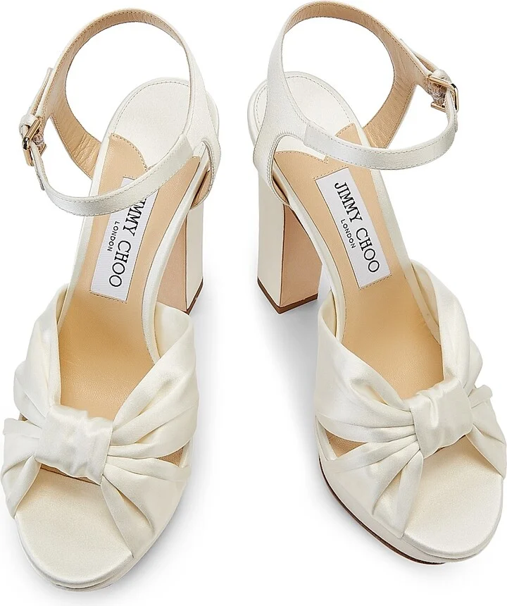Women's Heloise 120MM Satin Platform Sandals - Ivory - Size 7.5 - Image 4