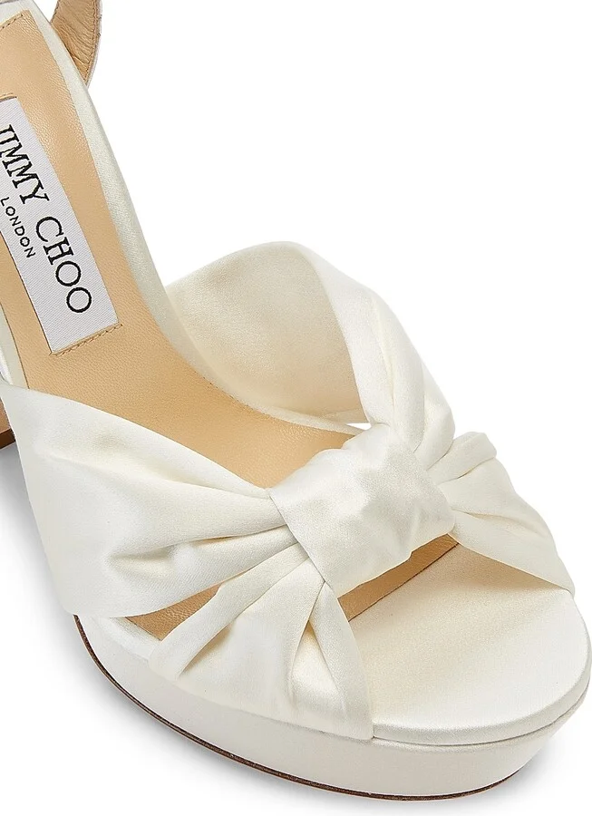 Women's Heloise 120MM Satin Platform Sandals - Ivory - Size 7.5 - Image 5