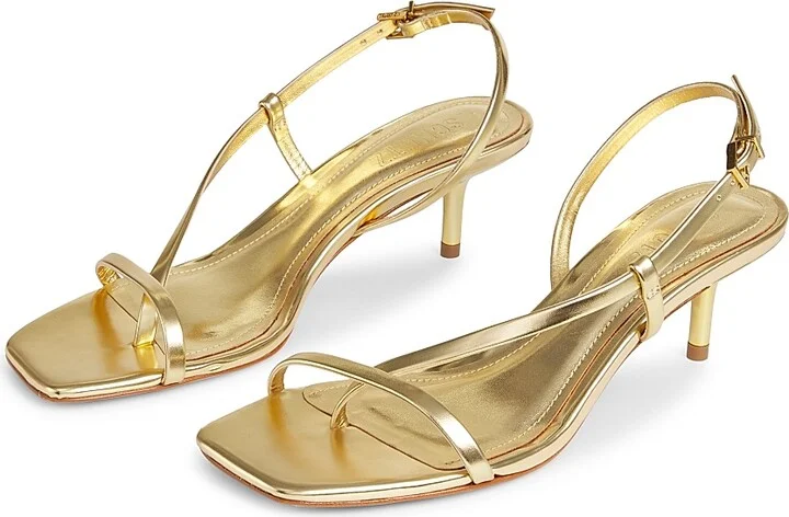 Women's Heloise 55MM Metallic Leather Slingback Sandals - Ouro Claro - Size 6 - Image 2