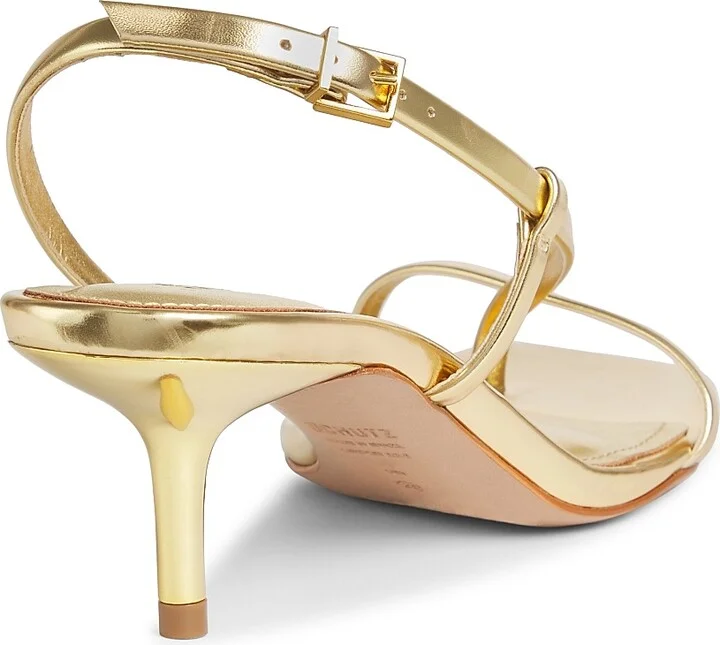 Women's Heloise 55MM Metallic Leather Slingback Sandals - Ouro Claro - Size 6 - Image 3