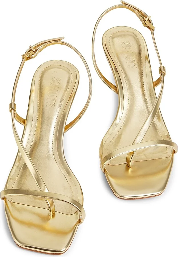 Women's Heloise 55MM Metallic Leather Slingback Sandals - Ouro Claro - Size 6 - Image 4