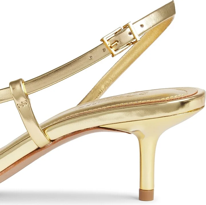 Women's Heloise 55MM Metallic Leather Slingback Sandals - Ouro Claro - Size 6 - Image 6