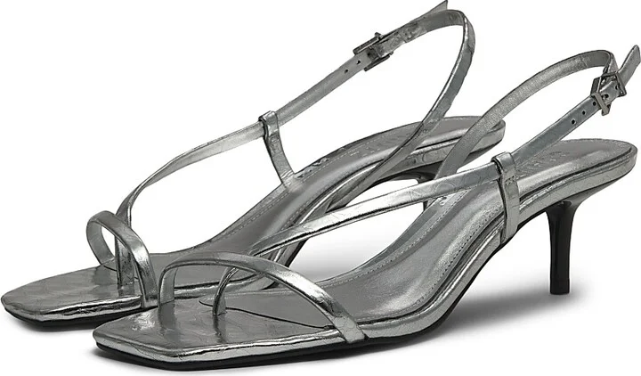 Women's Heloise 55MM Metallic Leather Strappy Slingback Sandals - Prata - Size 5 - Image 2