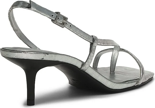 Women's Heloise 55MM Metallic Leather Strappy Slingback Sandals - Prata - Size 5 - Image 3