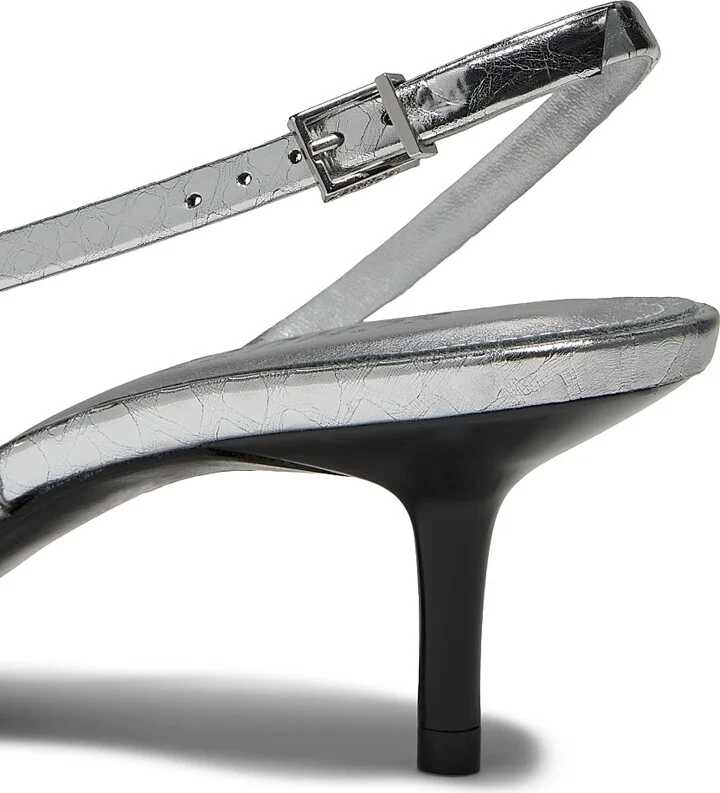 Women's Heloise 55MM Metallic Leather Strappy Slingback Sandals - Prata - Size 5 - Image 5