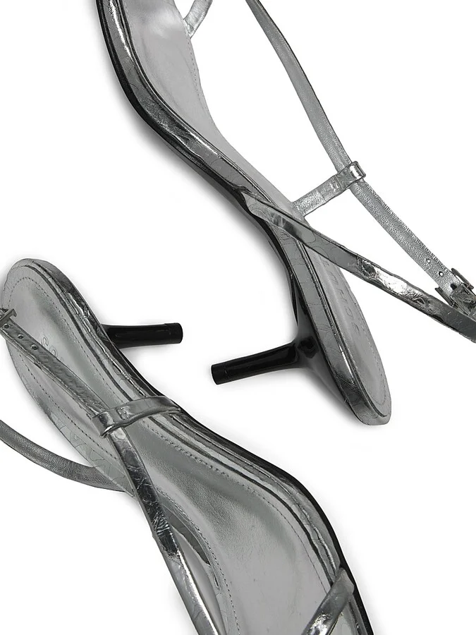Women's Heloise 55MM Metallic Leather Strappy Slingback Sandals - Prata - Size 5 - Image 6