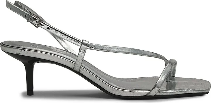 Women's Heloise 55MM Metallic Leather Strappy Slingback Sandals - Prata - Size 5