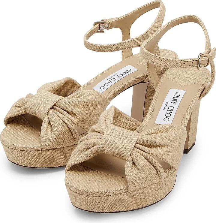 Women's Heloise 80MM Linen Platform Sandals - Ballet Pink - Size 6 - Image 2