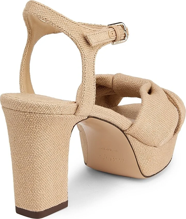 Women's Heloise 80MM Linen Platform Sandals - Ballet Pink - Size 6 - Image 3
