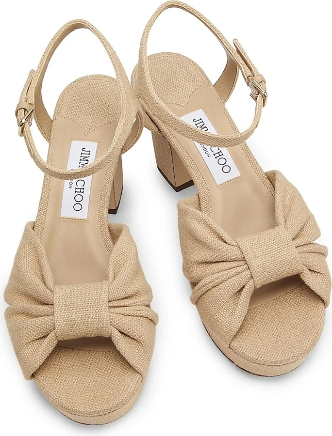 Women's Heloise 80MM Linen Platform Sandals - Ballet Pink - Size 6 - Image 4