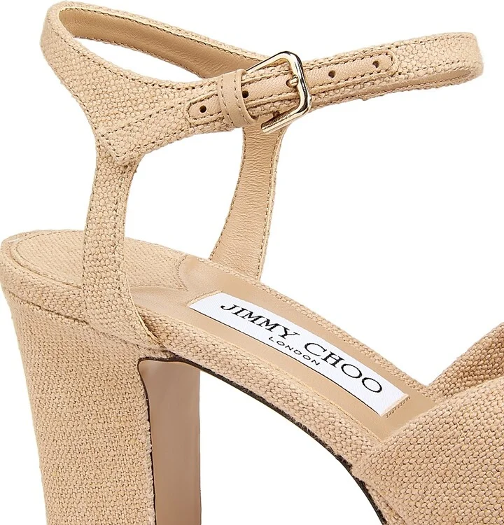 Women's Heloise 80MM Linen Platform Sandals - Ballet Pink - Size 6 - Image 5