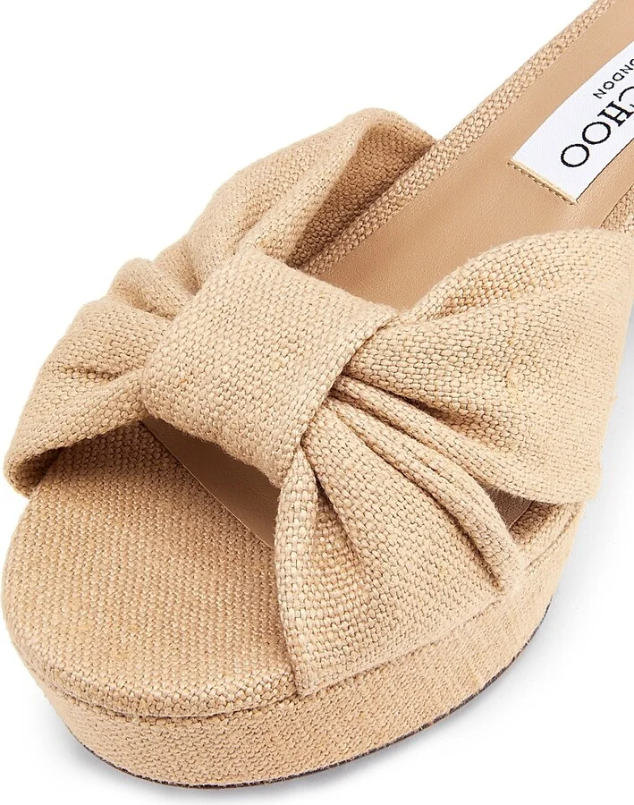 Women's Heloise 80MM Linen Platform Sandals - Ballet Pink - Size 6 - Image 6