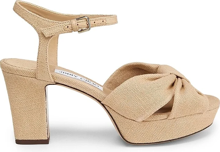 Women's Heloise 80MM Linen Platform Sandals - Ballet Pink - Size 6
