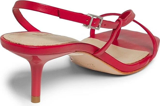 Women's Heloise Leather Kitten-Heel Sandals - Scarlet - Size 6 - Image 3
