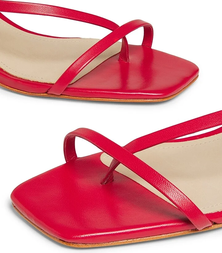 Women's Heloise Leather Kitten-Heel Sandals - Scarlet - Size 6 - Image 6