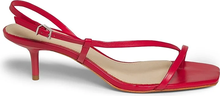 Women's Heloise Leather Kitten-Heel Sandals - Scarlet - Size 6