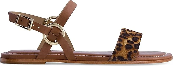 Women's Henre Haircalf Ankle Strap Sandals - Natural Leopard - Size 6