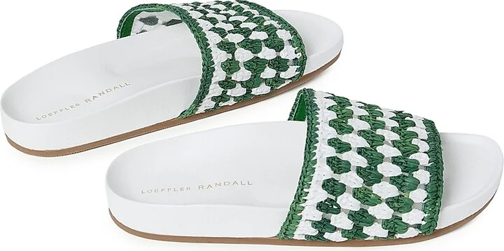 Women's Henri Crochet Raffia Slide Sandals - White Green - Size 10.5 - Image 3