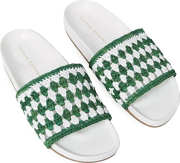 Women's Henri Crochet Raffia Slide Sandals - White Green - Size 10.5 - Image 5
