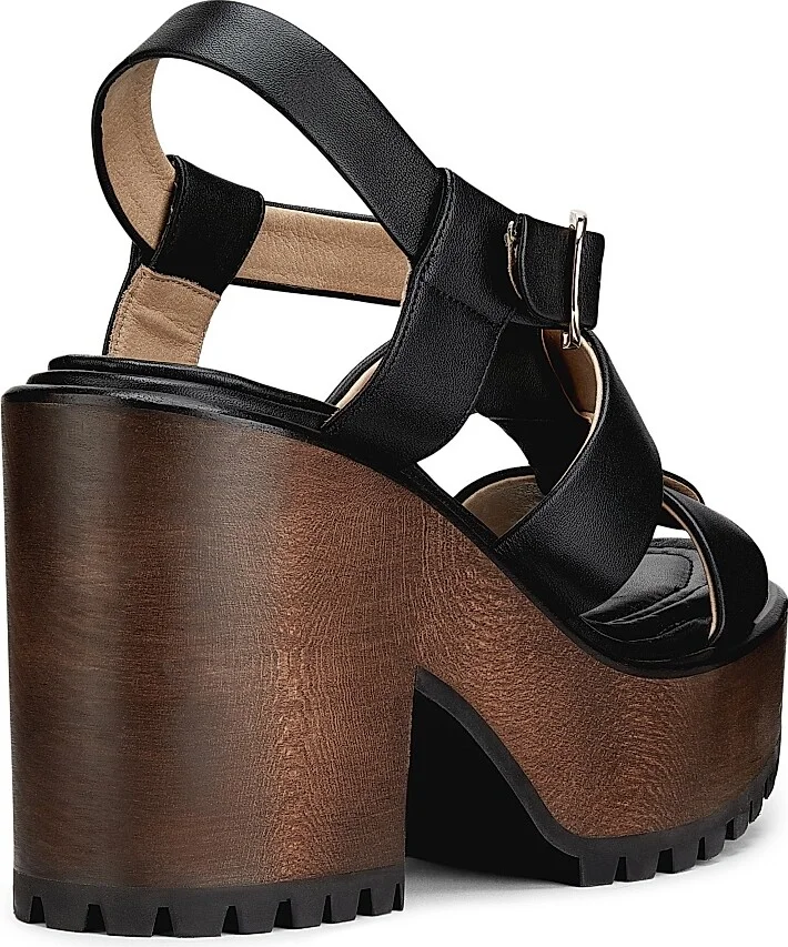 Women's Hera 110MM Leather Platform Sandals - Black - Size 7 - Image 3