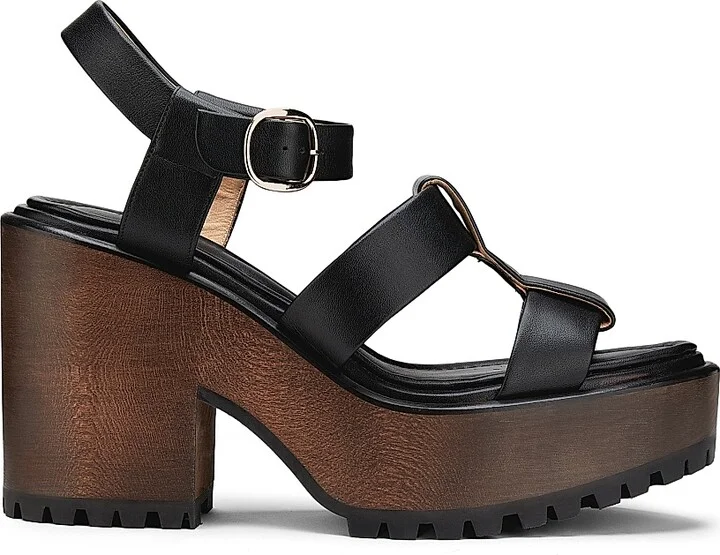 Women's Hera 110MM Leather Platform Sandals - Black - Size 7