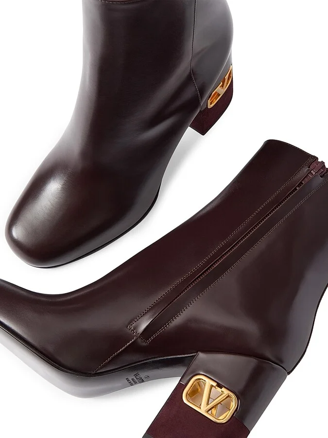 Women's Heritage Ankle Boots in Calfskin 90MM - Brown - Size 7 - Image 4