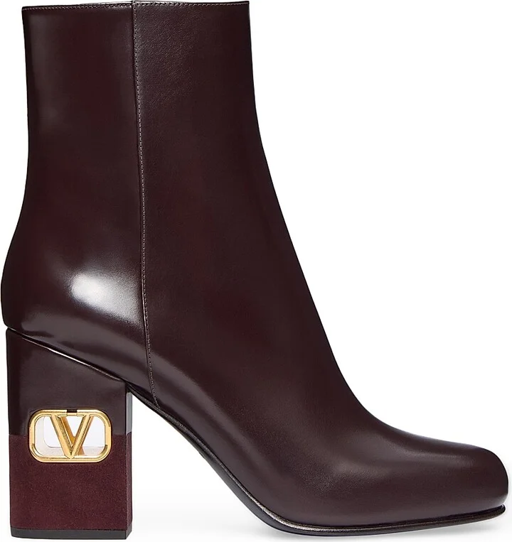 Women's Heritage Ankle Boots in Calfskin 90MM - Brown - Size 7