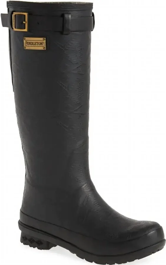 Women's Heritage Embossed Tall Rain Boot In Black