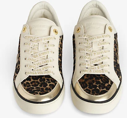 Womens Heritage Fly On Leopard-Print Leather Low-Top Trainers Eur 36 / 3 Uk Women - Image 2