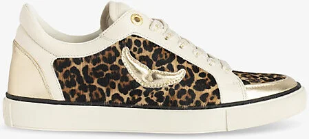 Womens Heritage Fly On Leopard-Print Leather Low-Top Trainers Eur 36 / 3 Uk Women