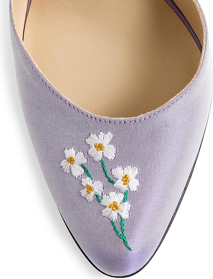 Women's Hi Dolly Fabric 105MM Pumps with Floral Embroidery - Black - Size 10 - Image 11