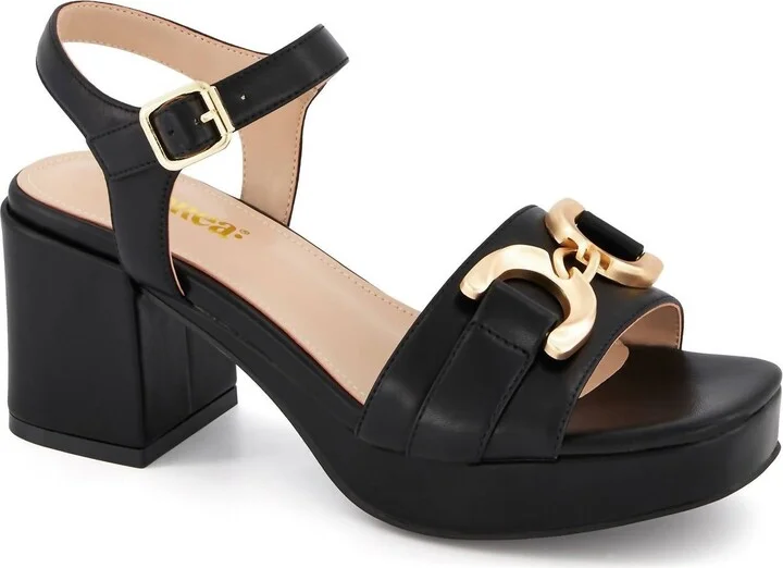 Women's High Heel Ankle Strap Sandal In Black
