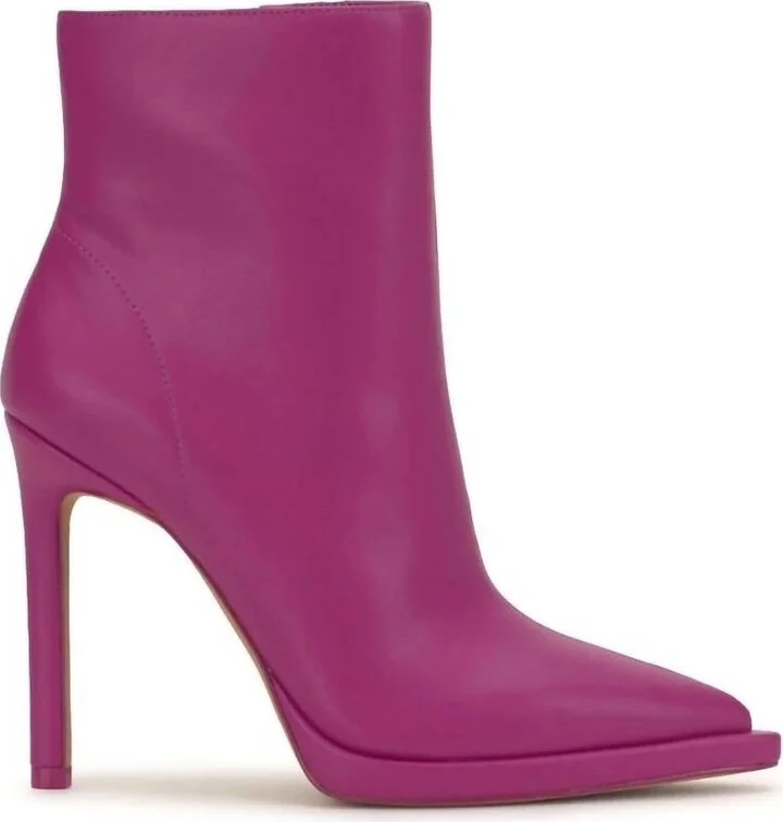 Women's High Heel Leather Bootie In Pink