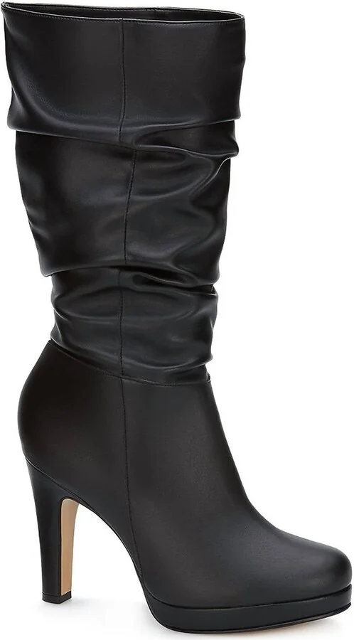Women's High Heel Tall Slouch Boots In Black