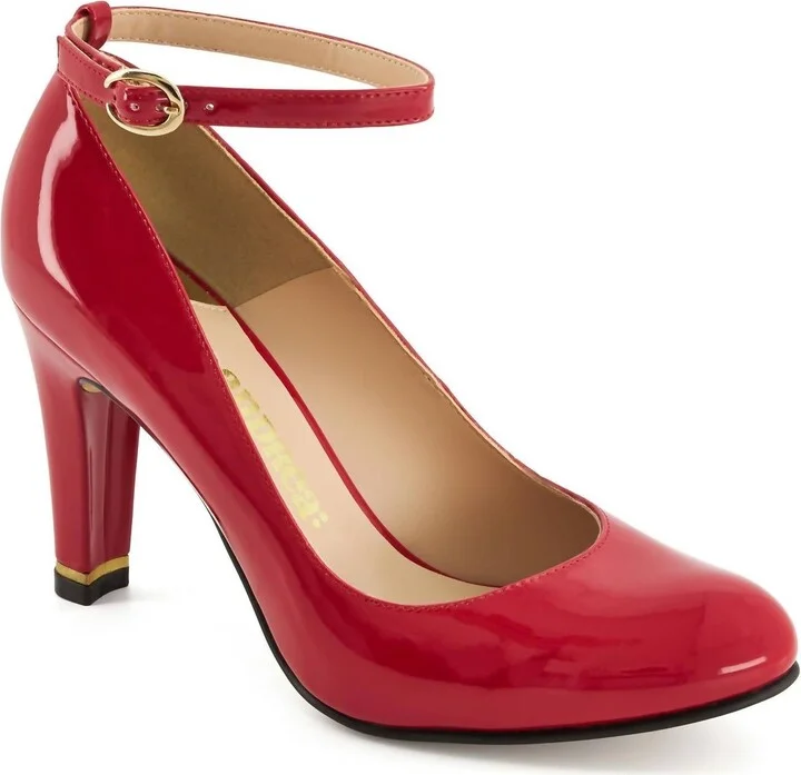 Women's High Heels Ankle Buckle Strap Shoes In Red