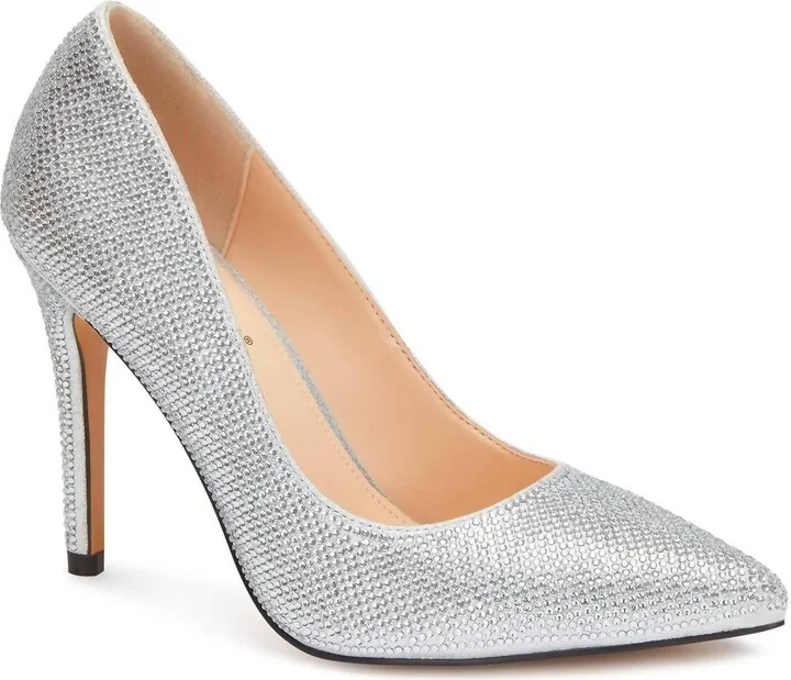 Women's High Heels With Rhinestones In Silver