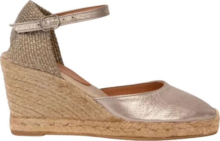 Women's High Mary Jane Metallic Leather Espadrille In Champagne
